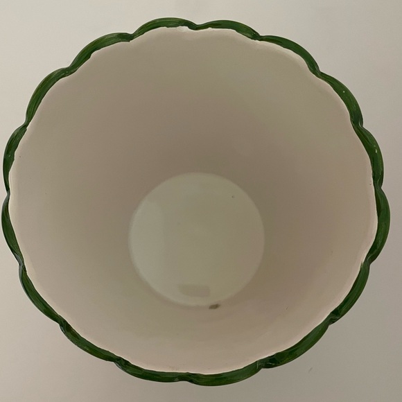 Vintage RCCL Portugal Hand Painted Floral Ceramic Green On White Flower Pot - Picture 5 of 12